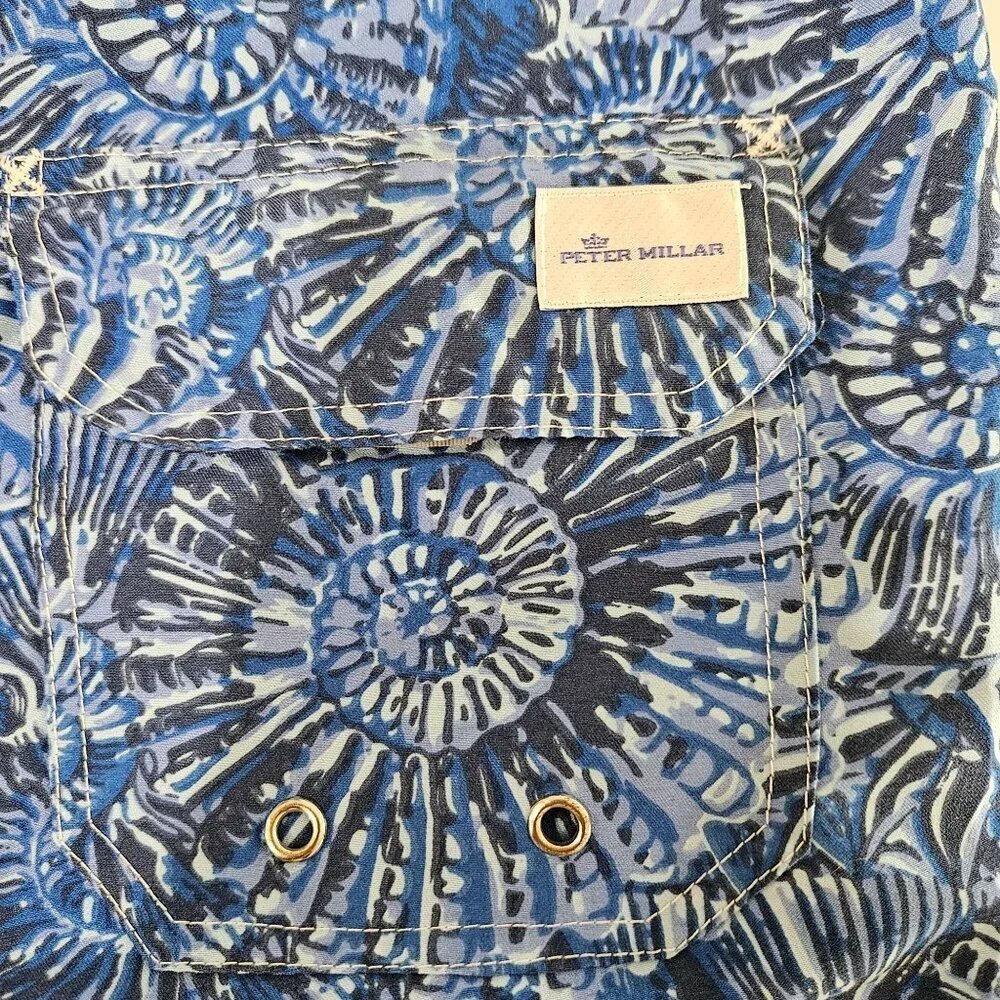 Peter Millar Mens XL Seaside Collection‎ Shell Navy Swim Shell Print Shorts